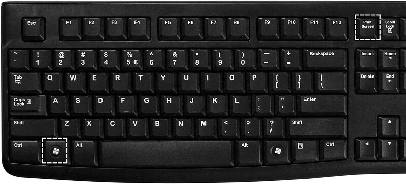 Press PrintScreen + Windows Keys on the Keyboard
