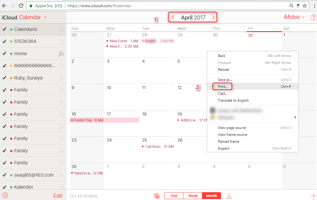 How to Print iCloud Calendar from Web - Step 3