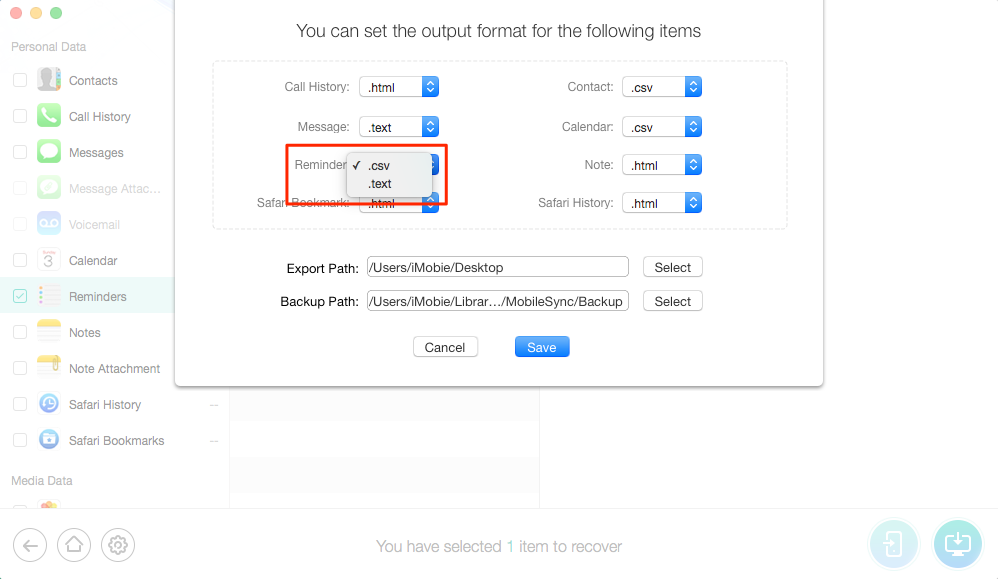 How to Print Reminders from iPhone 6/6s – Step 3