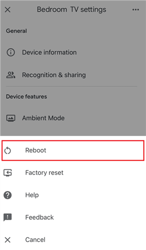 Reboot Chromecast Device
