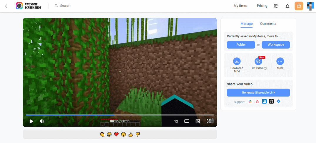 Minecraft video recorded by Awesome Screenshot