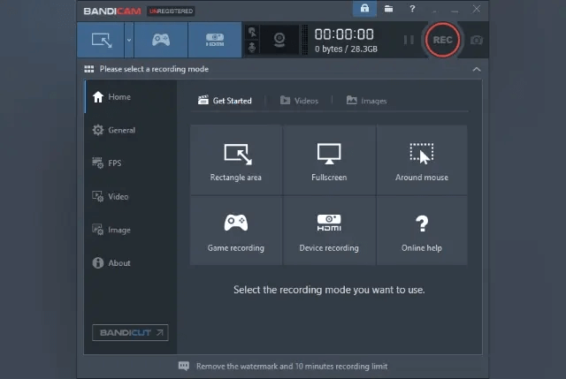 Bandicam Interface