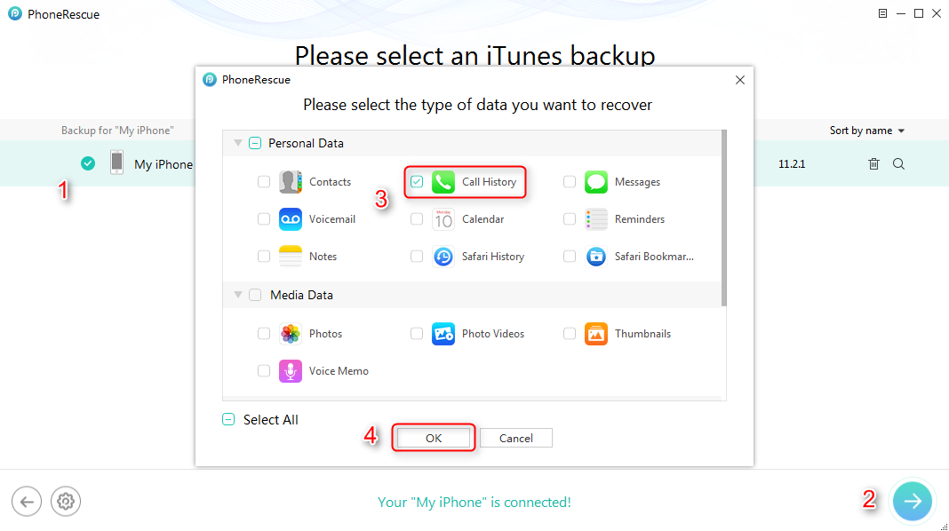 How to See Deleted Calls on iPhone from iTunes Backup - Step 3