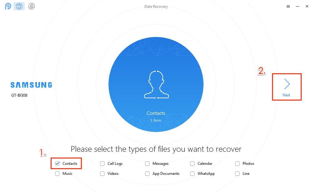 How to Recover Contacts from Android after Factory Reset - Step 2