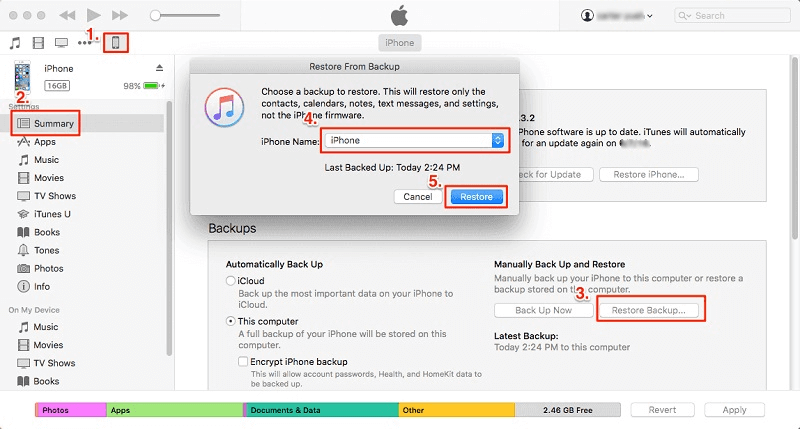 Recover Data from Dead iPhone with iTunes