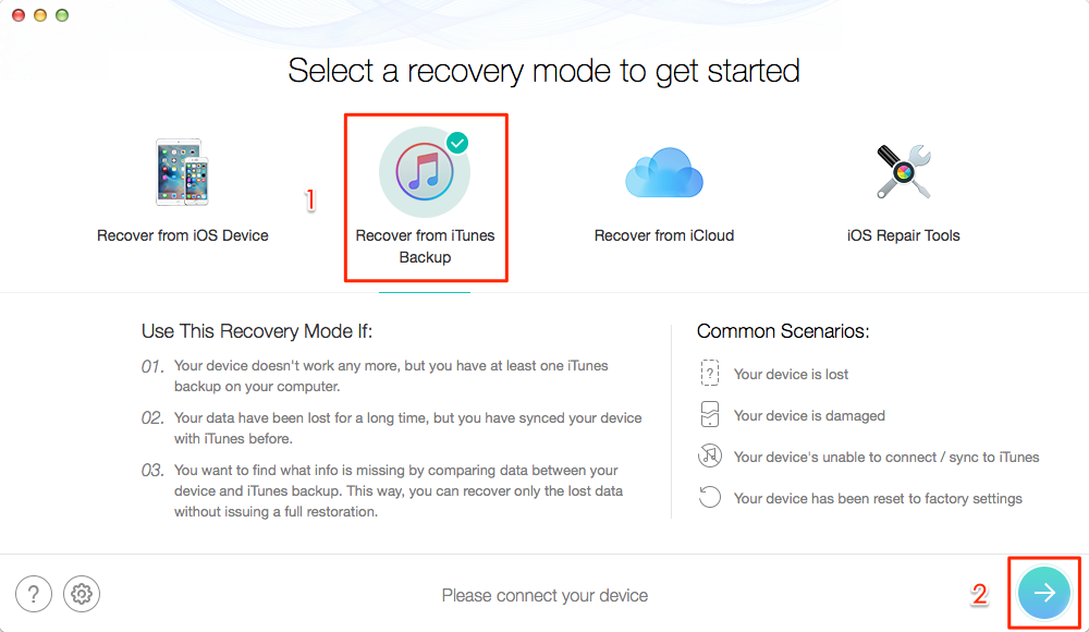 Recover Data from iPhone via iTunes Backup – Step 3