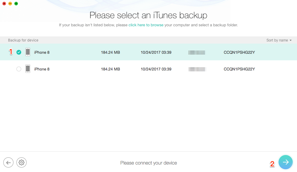 How to Recover Deleted Files from iPhone X/8 with iTunes Backup – Step 2
