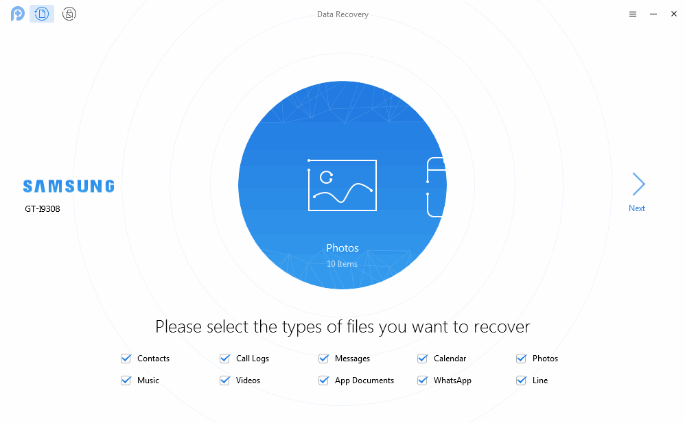 Select the Data Type you Want to Recover on Android