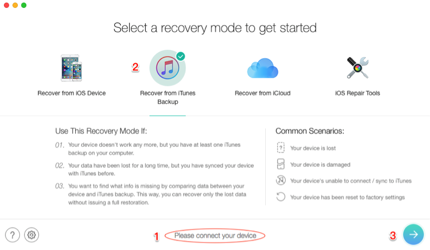 How to Recover Deleted Files from iPhone with/without Backup – Step 3