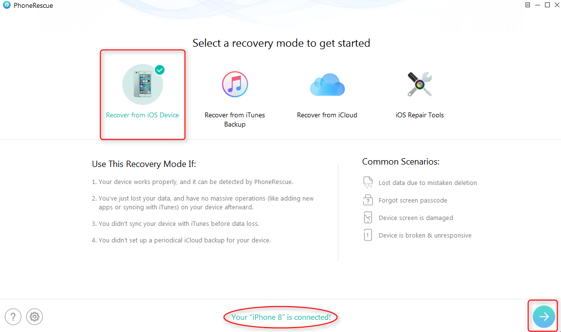 How to Recover Deleted iMessages on iPhone 8 (Plus)/X without Any Backups - Step 2