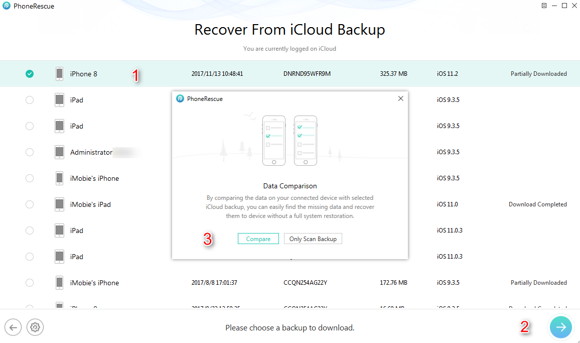 How to Recover Deleted iMessages on iPhone 8 (Plus)/X with iCloud Backup - Step 4
