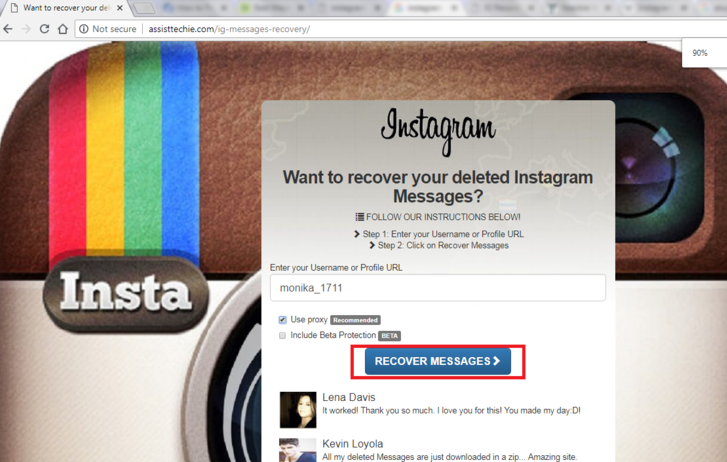 Recover Deleted Instagram Messages via Instagram Message Recovery Tool- Step 3