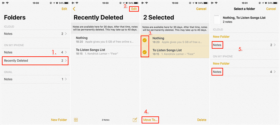 How to Recover Deleted Notes on iPhone via Recently Deleted