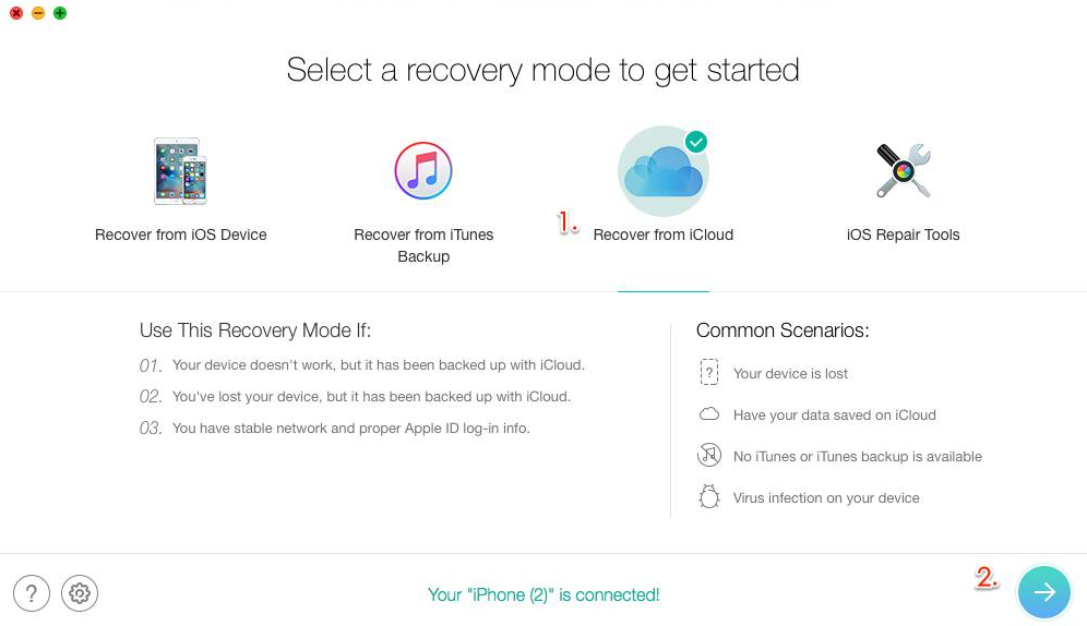 How to Recover Deleted Notes on iPhone X/8/7/6s/5 with iCloud Backup – Step 2