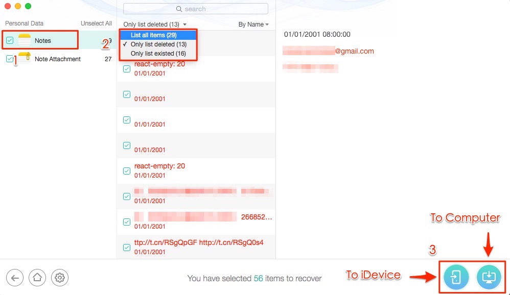 How to Recover Deleted Notes on iPhone 5/5s with Backup – Step 3