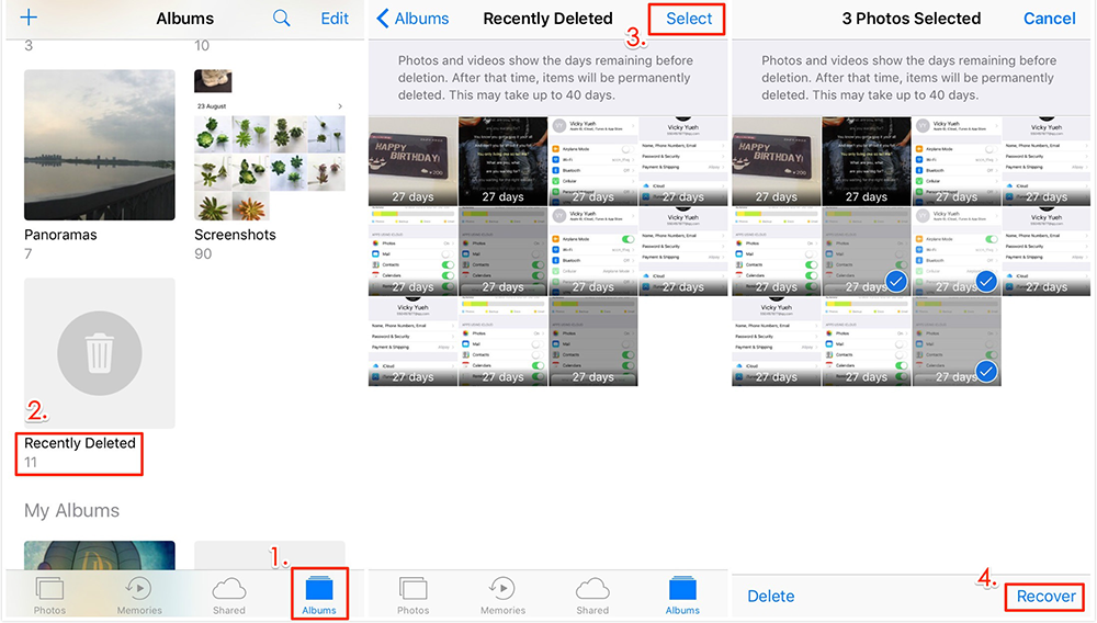 How to Recover Deleted Photos from iPhone via Recently Deleted