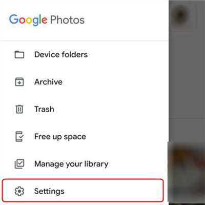 Open Google Photos and Go to Settings