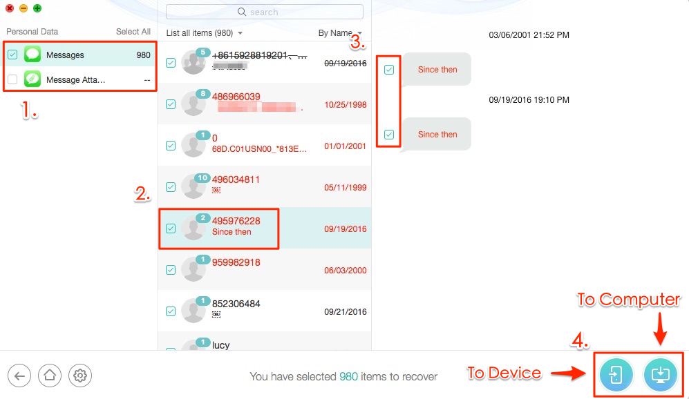 How to Recover Deleted SMS Messages from iPhone – Step 3