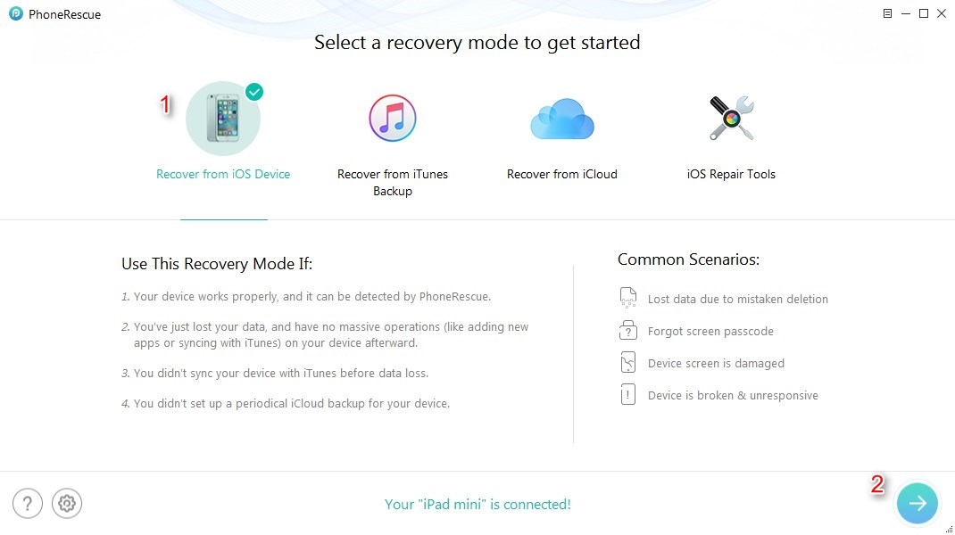 How to Recover Deleted Videos from iPad Air/mini without Backup – Step 2
