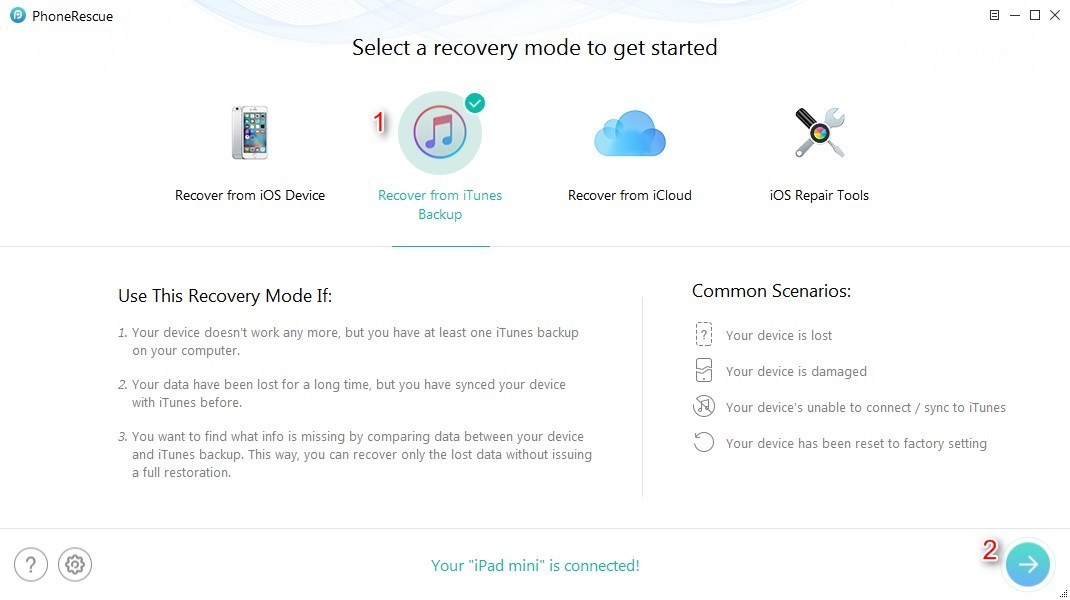 How to Recover Deleted Videos on iPad Air/mini from iTunes Backup – Step 1