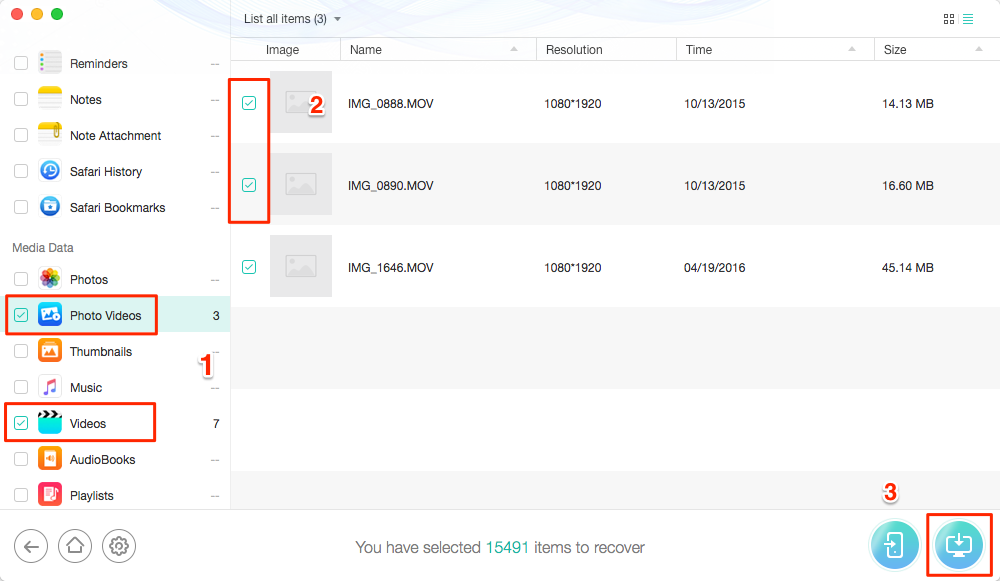Recover Deleted Videos from iOS with PhoneRescue – Step 2
