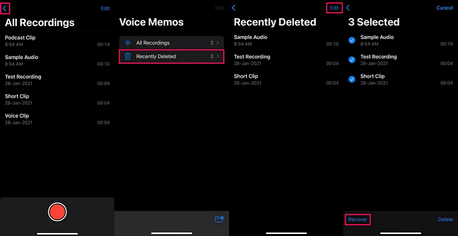 Recover Deleted Voice Memos from Recently Deleted Folder