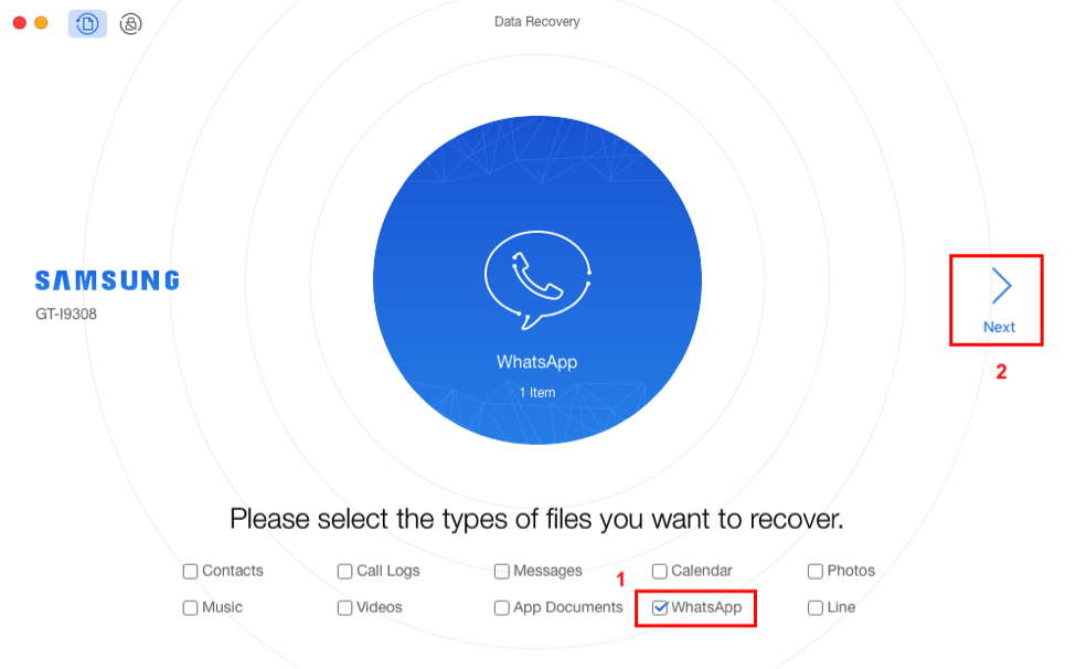 Retrieve Deleted WhatsApp Messages from Samsung S8/S8+ – Step 2
