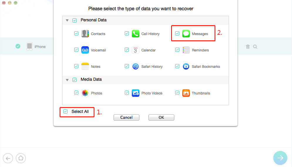 Select Messages from iCloud Backup