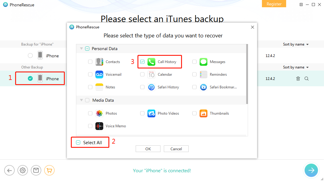How to See Deleted Calls on iPhone from iTunes Backup - Step 3