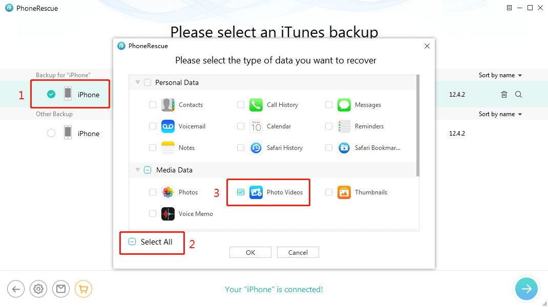 Select Videos from the iTunes Backup you Want