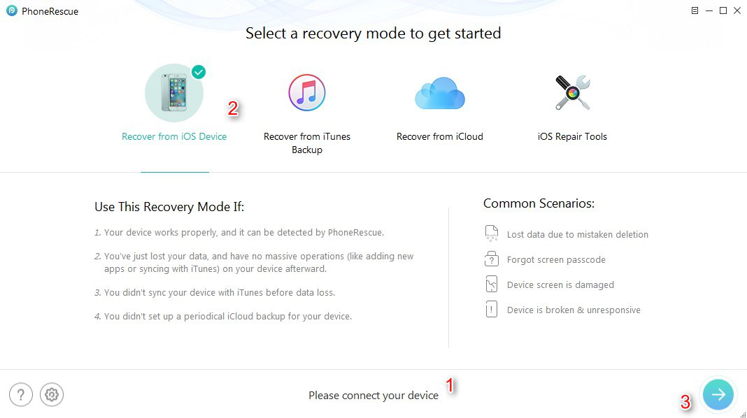 How to Recover Deleted or Lost Data on iPhone - Step 1