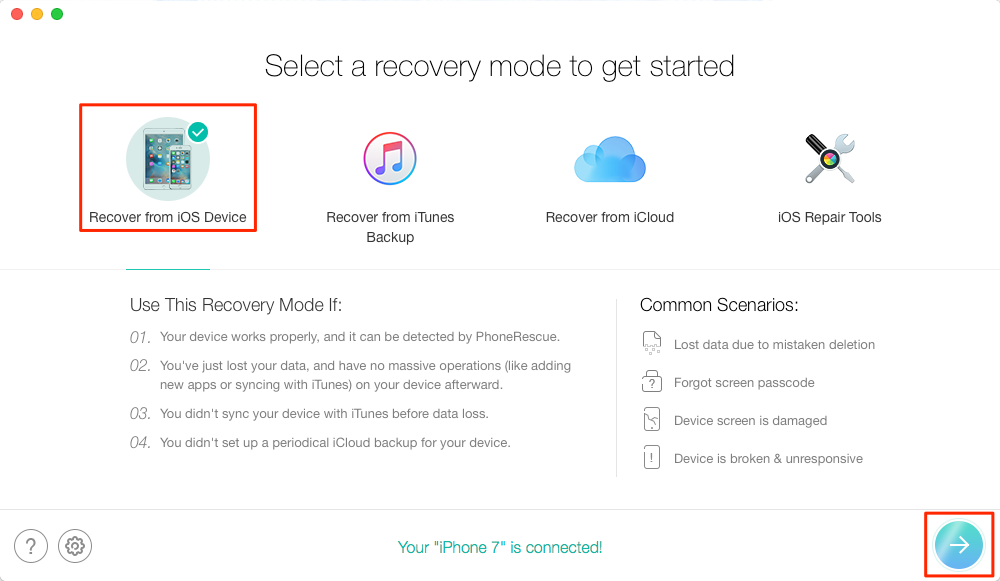Recover Lost Safari History & Bookmarks after iOS 11 Update – Step 1