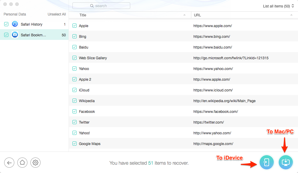How to Recover Lost Safari History & Bookmarks after iOS 11 Update – Step 3