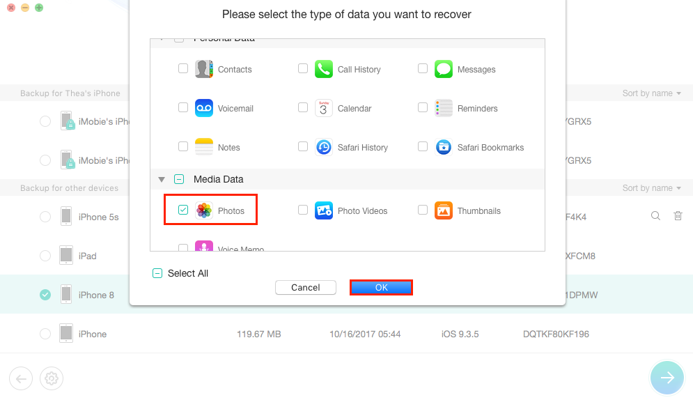 Recover Photos after Factory Reset iPhone with Backup - Step 2