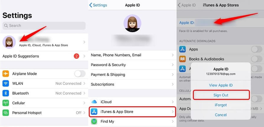 remove apple id from app store with old password