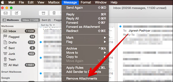 How to Remove Attachments from Single Mail