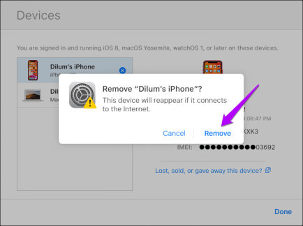 Remove Apple ID Device on iCloud