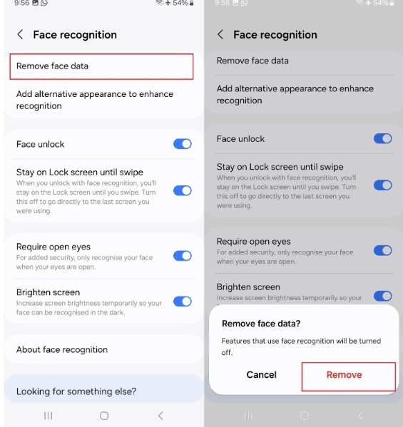 Remove Face Data via Remove