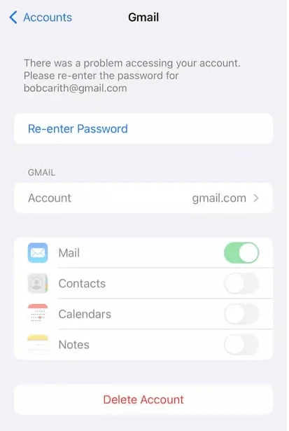 Remove Google Account on iPhone