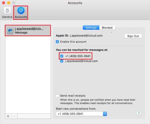 Deselect Phone Number from iMessage Account