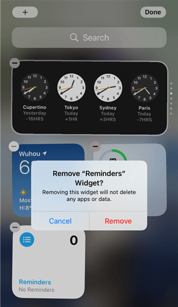 Remove Reminders from Widgets Notification