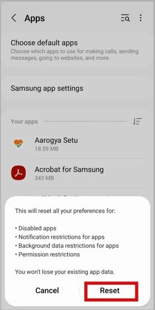 Reset App Preferences