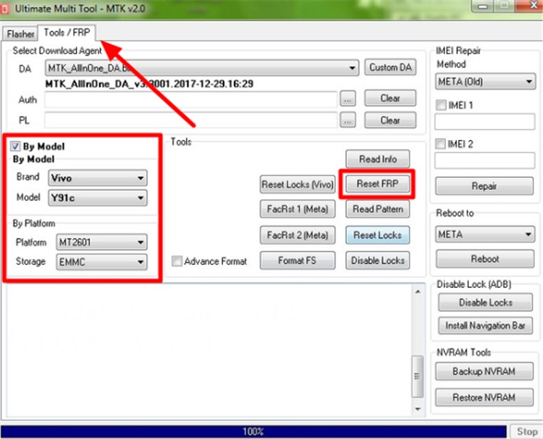 Reset FRP via UMT Dongle