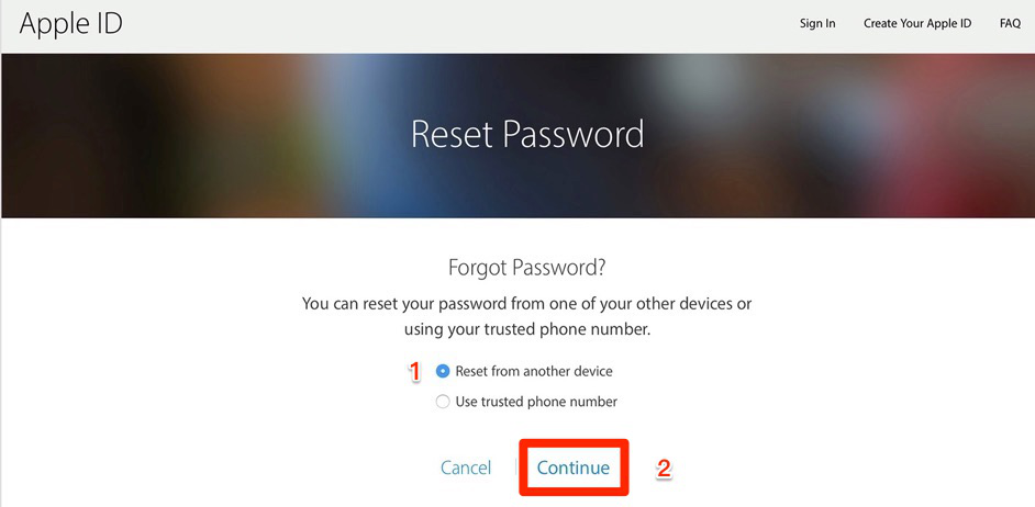 Reset iCloud Password via Two-factor Authentication – Step 1