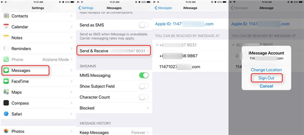 Resetar Definições iMessage