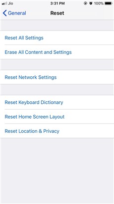 Reset iPhone without Computer via Settings
