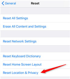 Reset iPhone’s Location and Privacy