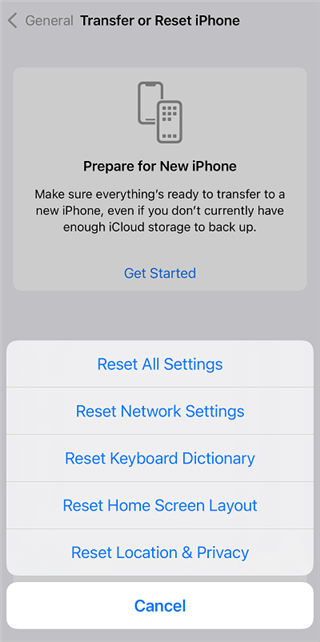 Reset the Location & Privacy