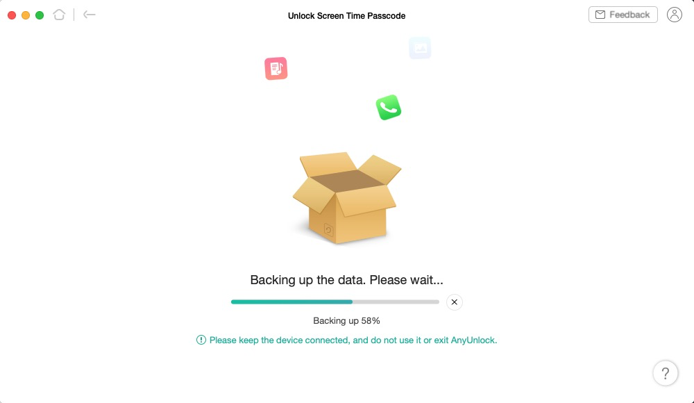 Backing up the iPhone Data with AnyUnlock