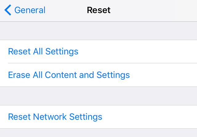 Reset Settings on iPhone